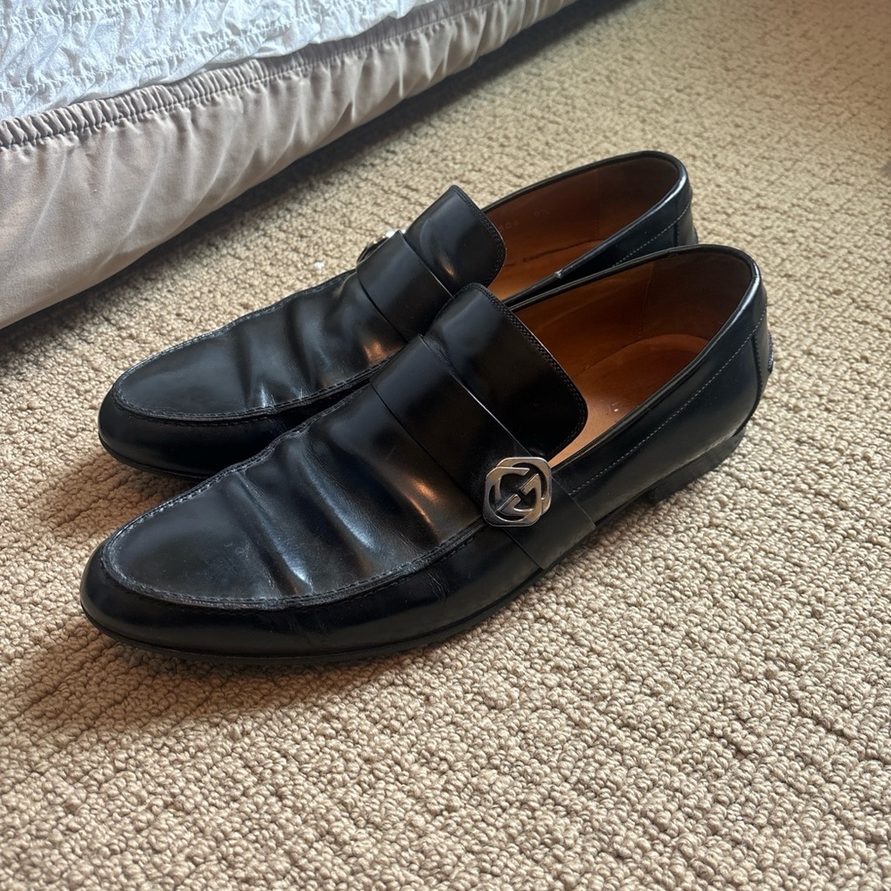 Gucci Black Leather Loafers 9.5M